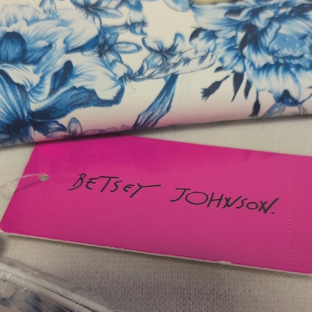 Betsey Johnson Blue Floral Wristlet Clutch